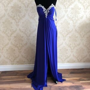BNWT La Femme strapless beaded gown